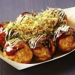 Makanan Bulat Jepang Takoyaki Dengan Toping Gurita