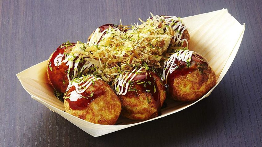 Makanan Bulat Jepang Takoyaki Dengan Toping Gurita